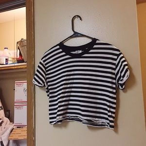 Black & White Striped Crop Top